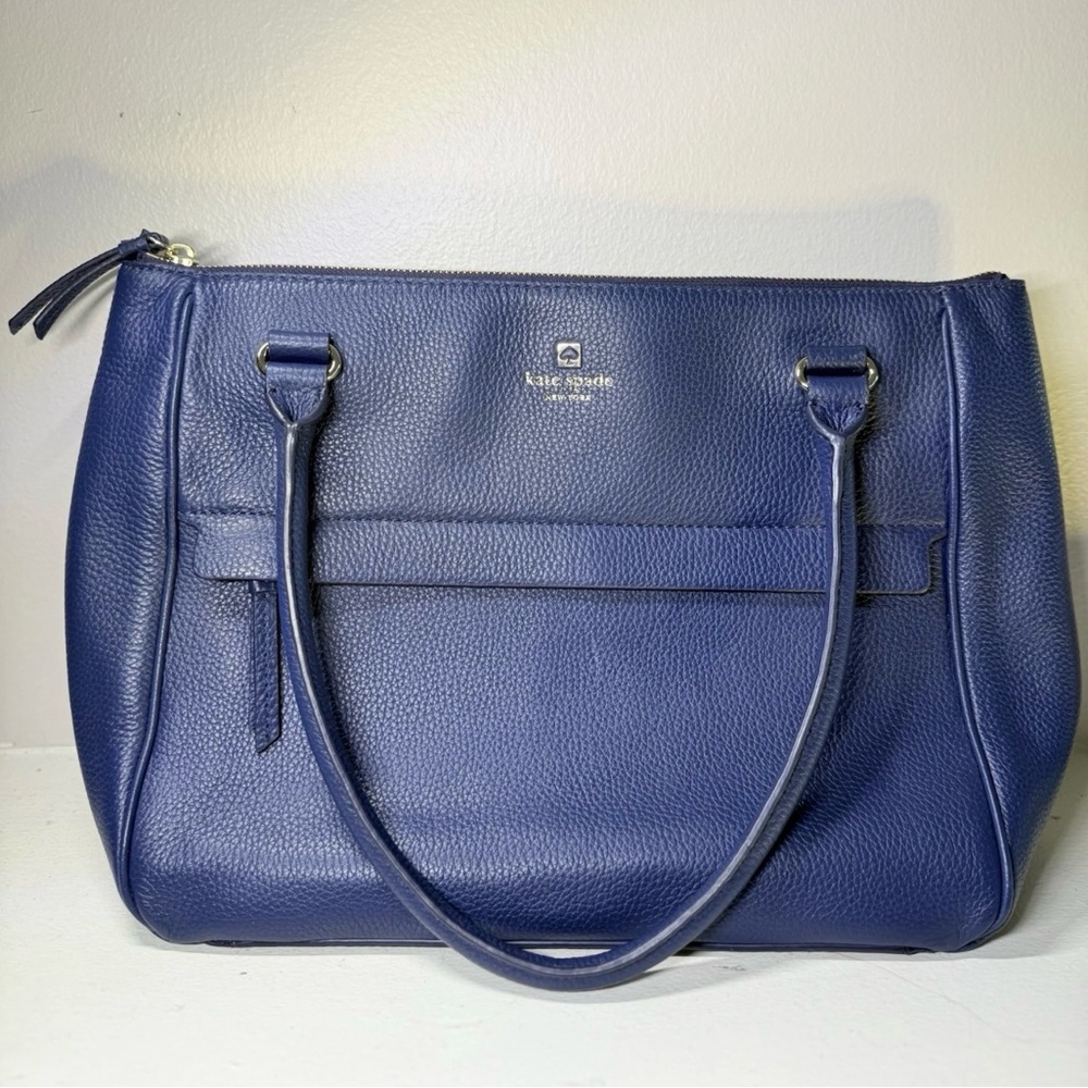 Kate Spade Blue Pebbled Leather Shoulder Bag Tote Satchel Purse